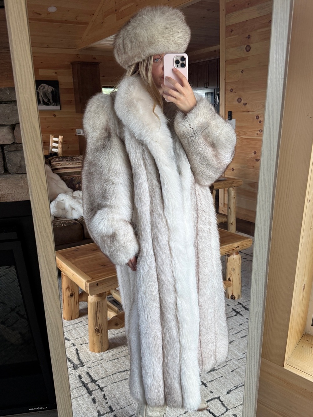 RARE 100% real fox fur full length coat vintage wires ski mink
